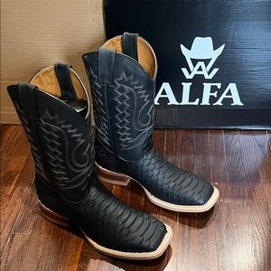 Men's Matte Black Python Cowboy Boots